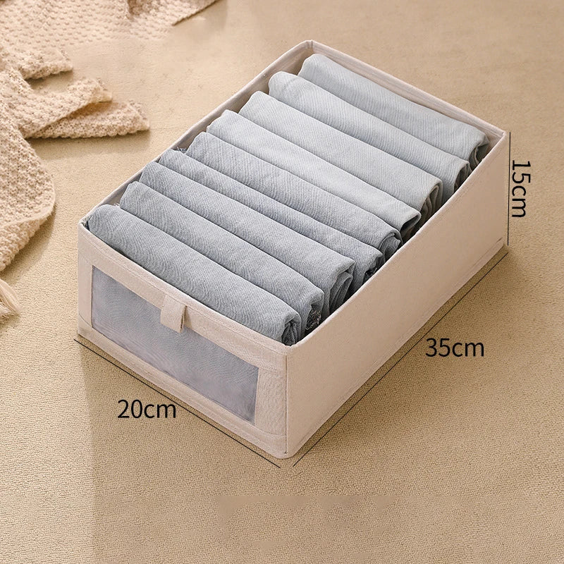 Clothing Storage Box with Viewing Window | Foldable & Breathable | VistaLino Linen Box in M/L/XL