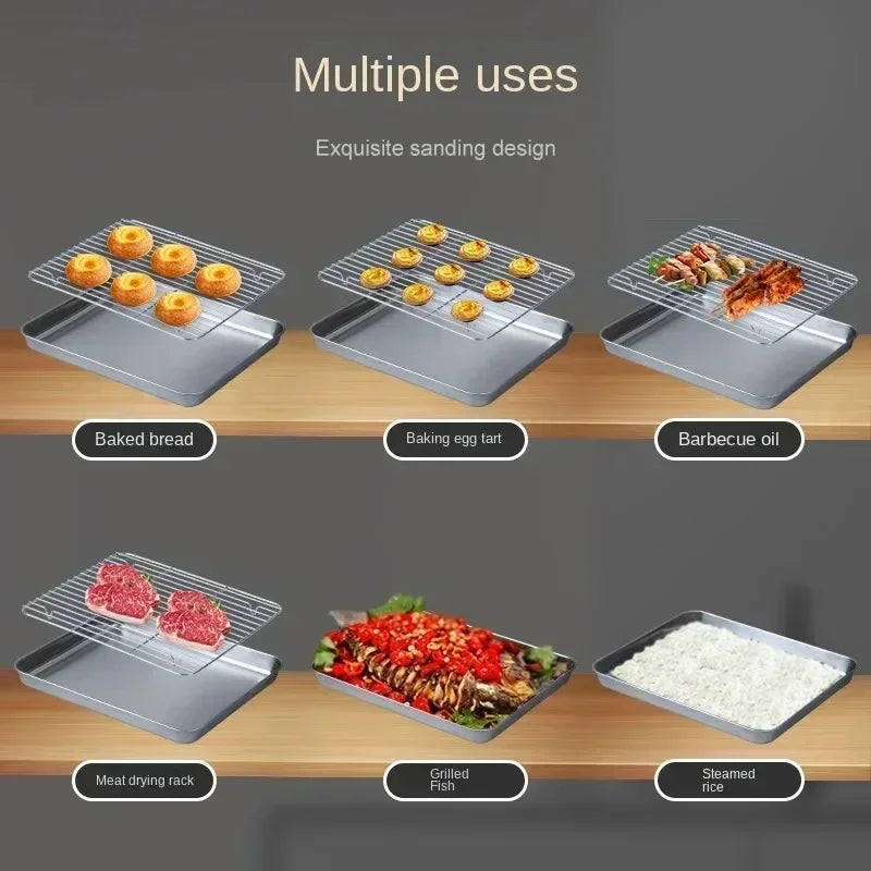 Edelstahl Backform Tablett mit Draht Rack Kuchen Backen BBQ Pan Tablett Platte Ofen Brownie Rack Kochen Braten Grillen Werkzeug