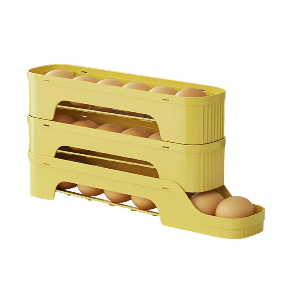Egg Box RolloMaxx | 4-Stack Egg Organizer | Space-Saving & Self-Rolling | Transparent Design