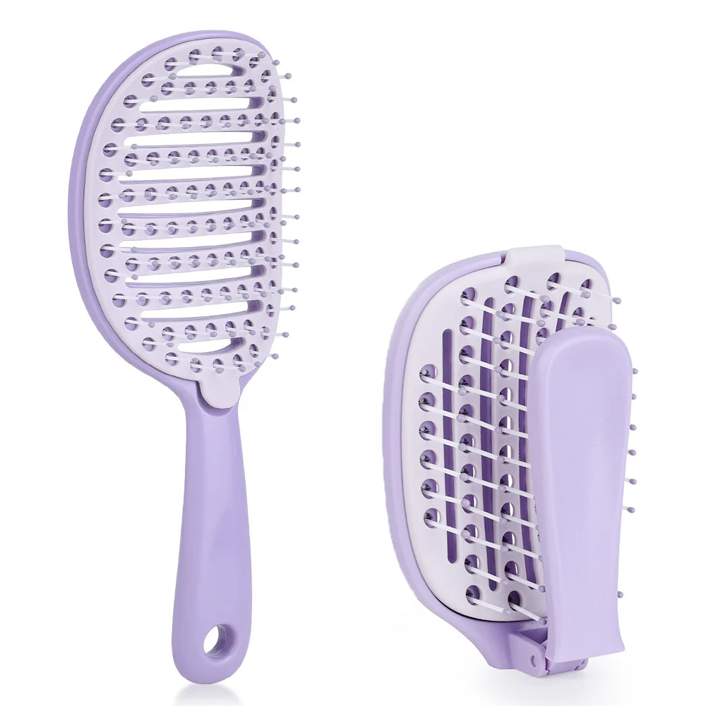 GlamBrush Selbstreinigende Haarbürste | Faltbar | Anti-Statik Massagekamm | Für Damen & Mädchen | Zuhause & Salon