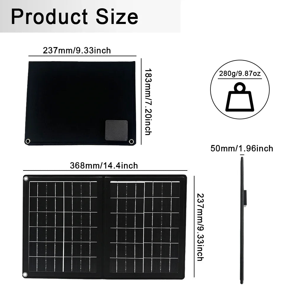 SolarVanta | Faltbares Solarladegerät 40W | Monokristallines Solarpanel | USB & USB-C | Für Camping und Outdoor