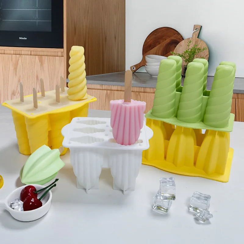 Glacelle Eis am Stiel Form 6er Set | Schnelles Gefrieren | Silikonform mit Deckel & Stielen | Wiederverwendbar