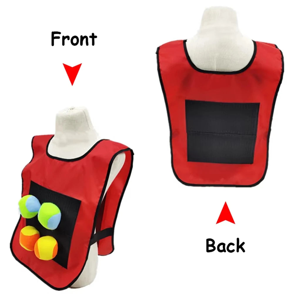 Velcoro Dodgeball Weste Set | Klett Zielweste mit Softbällen | 39 x 53 cm Outdoor Wurfspiel