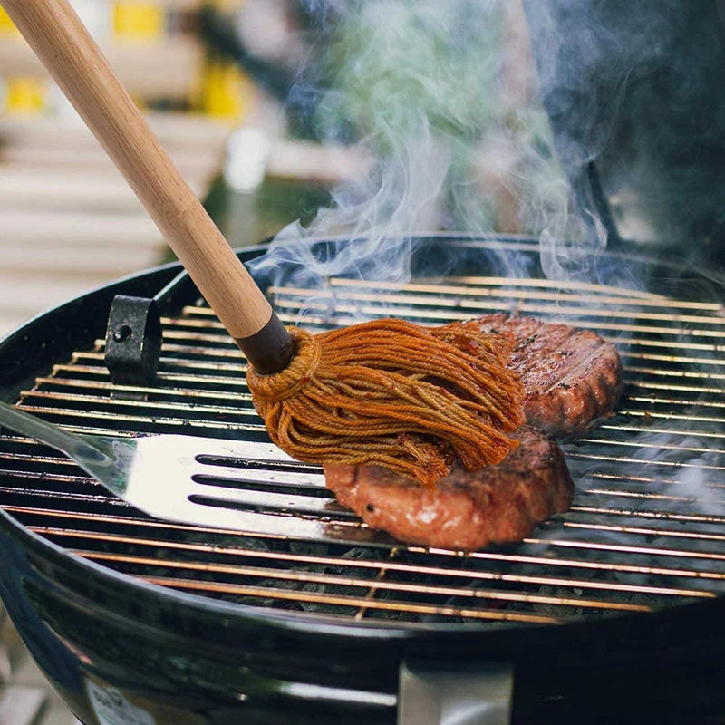 GRILORIA BBQ Grillpinsel Set | Baumwollkopf | Holzgriff | Für Marinade & Öl