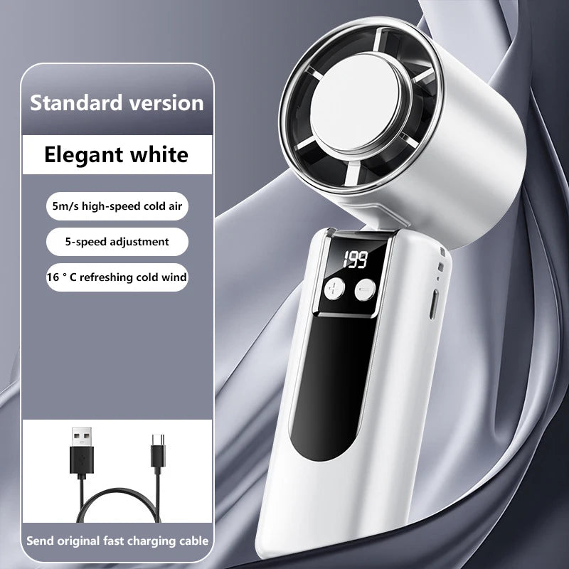 FROSTWAVE Handventilator mit Kühlfunktion | Turbo High-Speed | USB | Digitaldisplay | 3 Modi