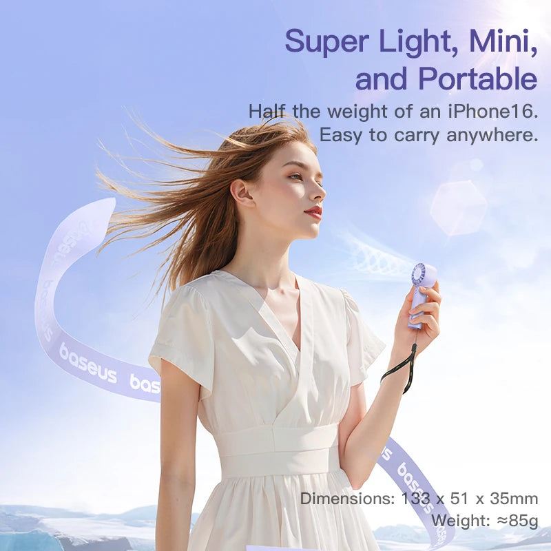 Mini Handventilator | 3 Geschwindigkeiten | 1200 mAh Akku | Leise 39 dB | Desktop & Outdoor | GoTrip DT1