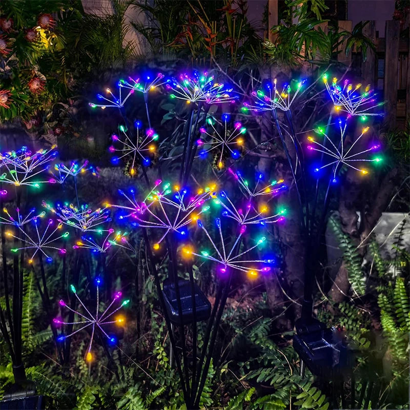 Solanique Solar-Gartenleuchte | Schwingende Sternenfeuerwerk-Lichter | Warmweiß | IP65 Wetterfest