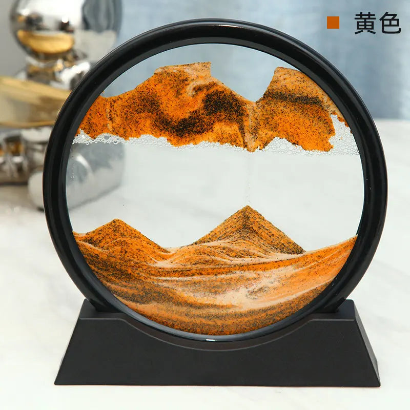 3D Sand Picture Aurelia Flow | Moving Sand Art in Glass | Relaxation & Decoration | Round Design