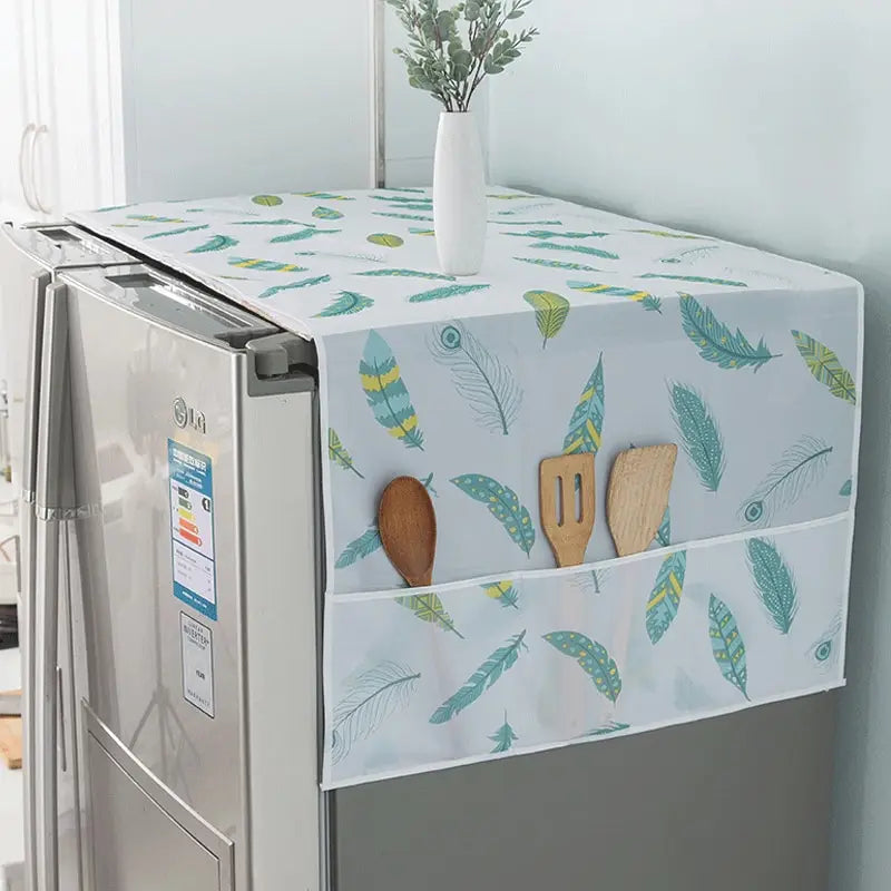 Homavera | Kühlschrank-Abdeckung mit Aufbewahrungstaschen | Staubschutz für Kühlschrank & Waschmaschine | 54 × 130 cm