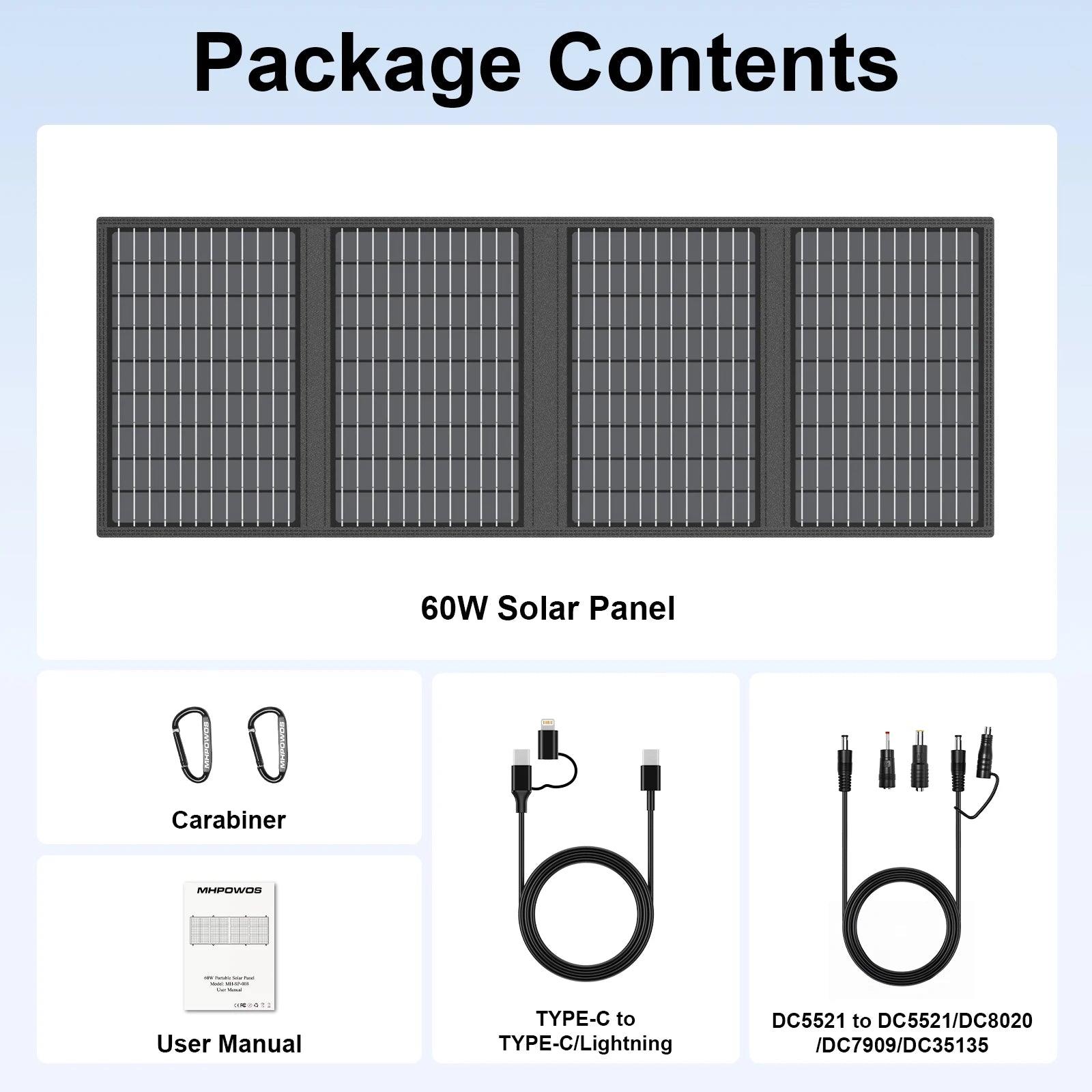Solaryn Solar Ladegerät faltbares Solarpanel | 60W Leistung | USB-C & DC Ausgang für Camping & Powerbank