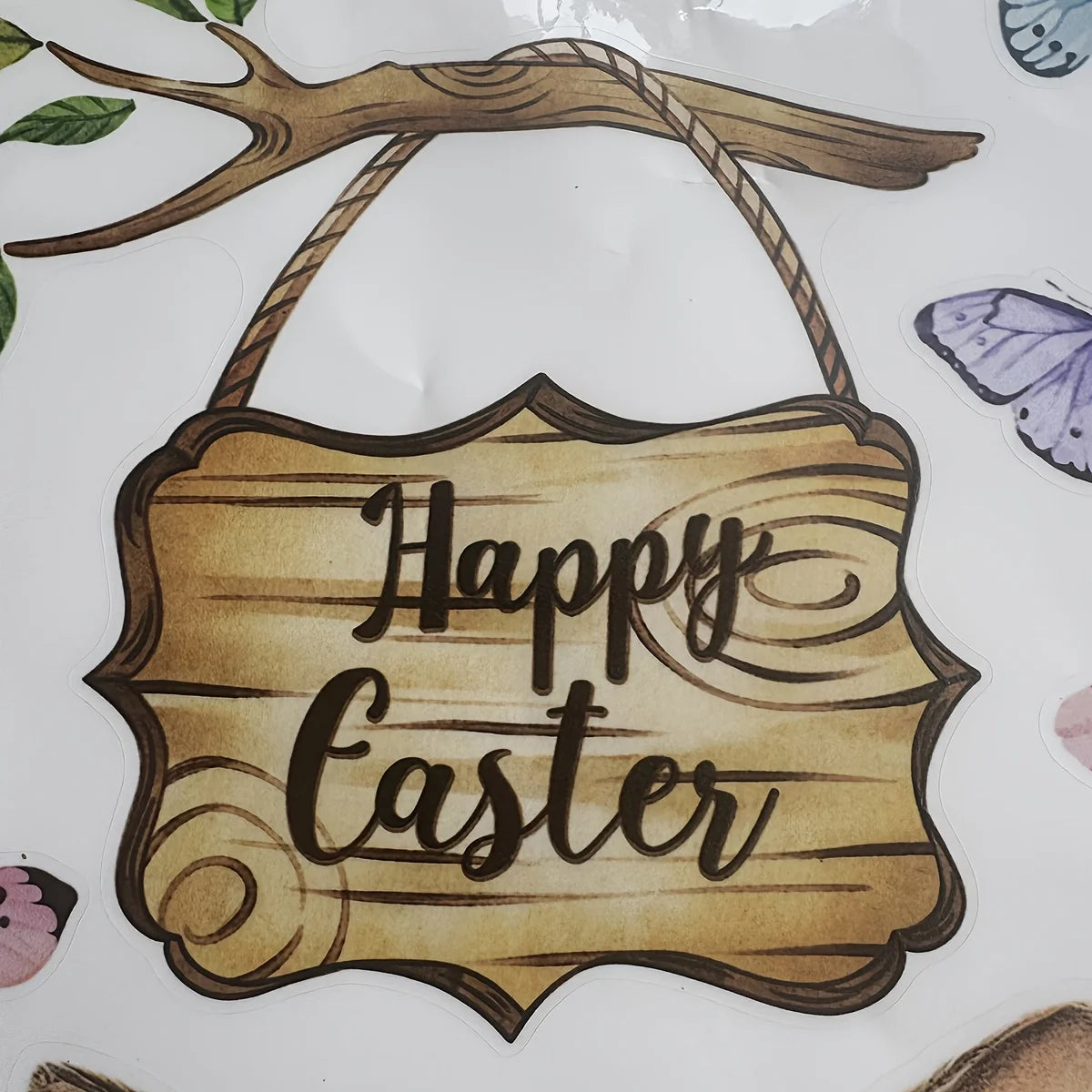 FrühlingsGlanz Großer Oster-Fensteraufkleber | Hase, Küken, Ei & Schmetterling | Statische Glasfolie 60x30 cm