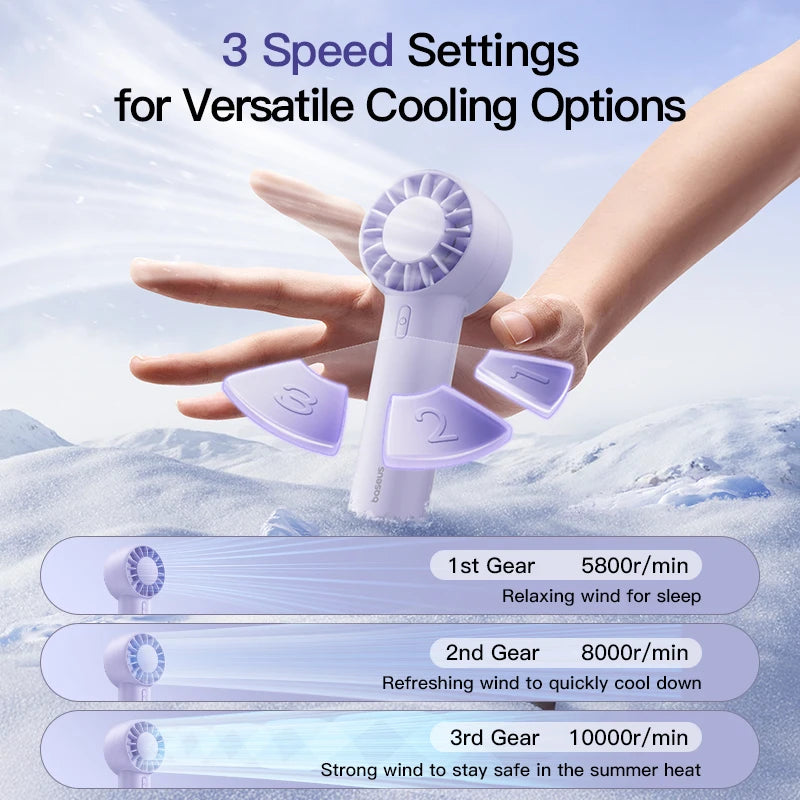 Mini Handventilator | 3 Geschwindigkeiten | 1200 mAh Akku | Leise 39 dB | Desktop & Outdoor | GoTrip DT1