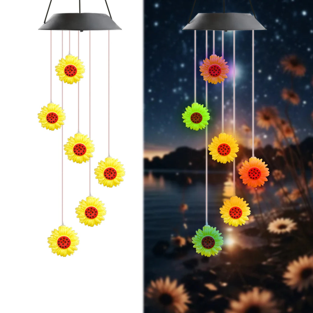 SolarGlow Solar Windspiel Licht | Buntes Hängendes Outdoor-Licht | Wasserdicht | Garten, Terrasse & Festival Dekoration
