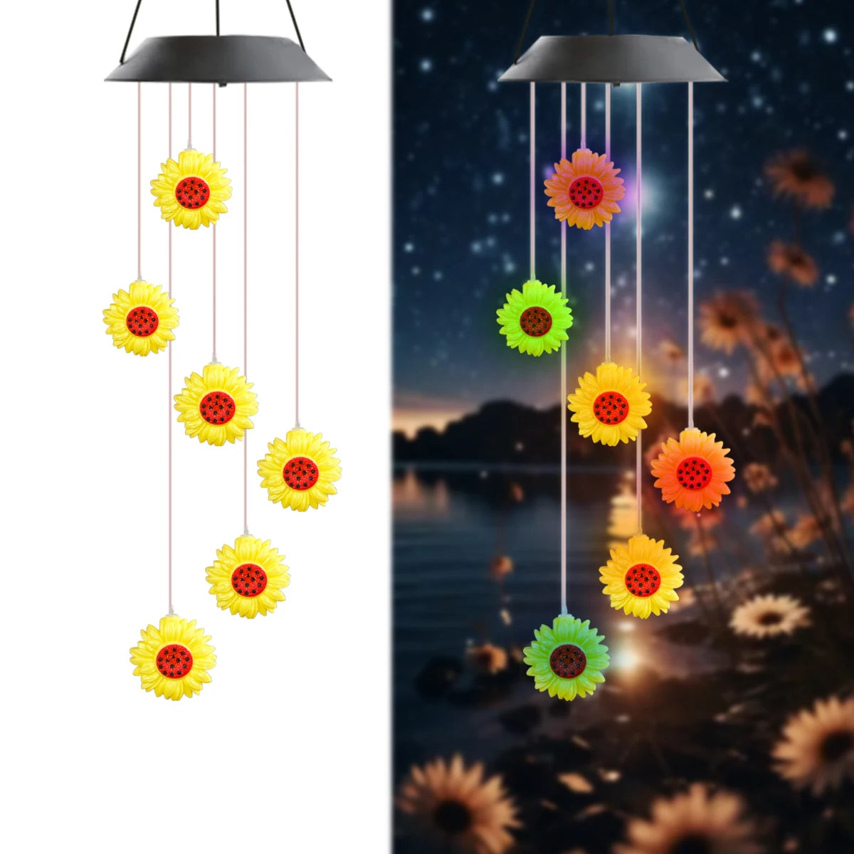 SolarGlow Solar Windspiel Licht | Buntes Hängendes Outdoor-Licht | Wasserdicht | Garten, Terrasse & Festival Dekoration