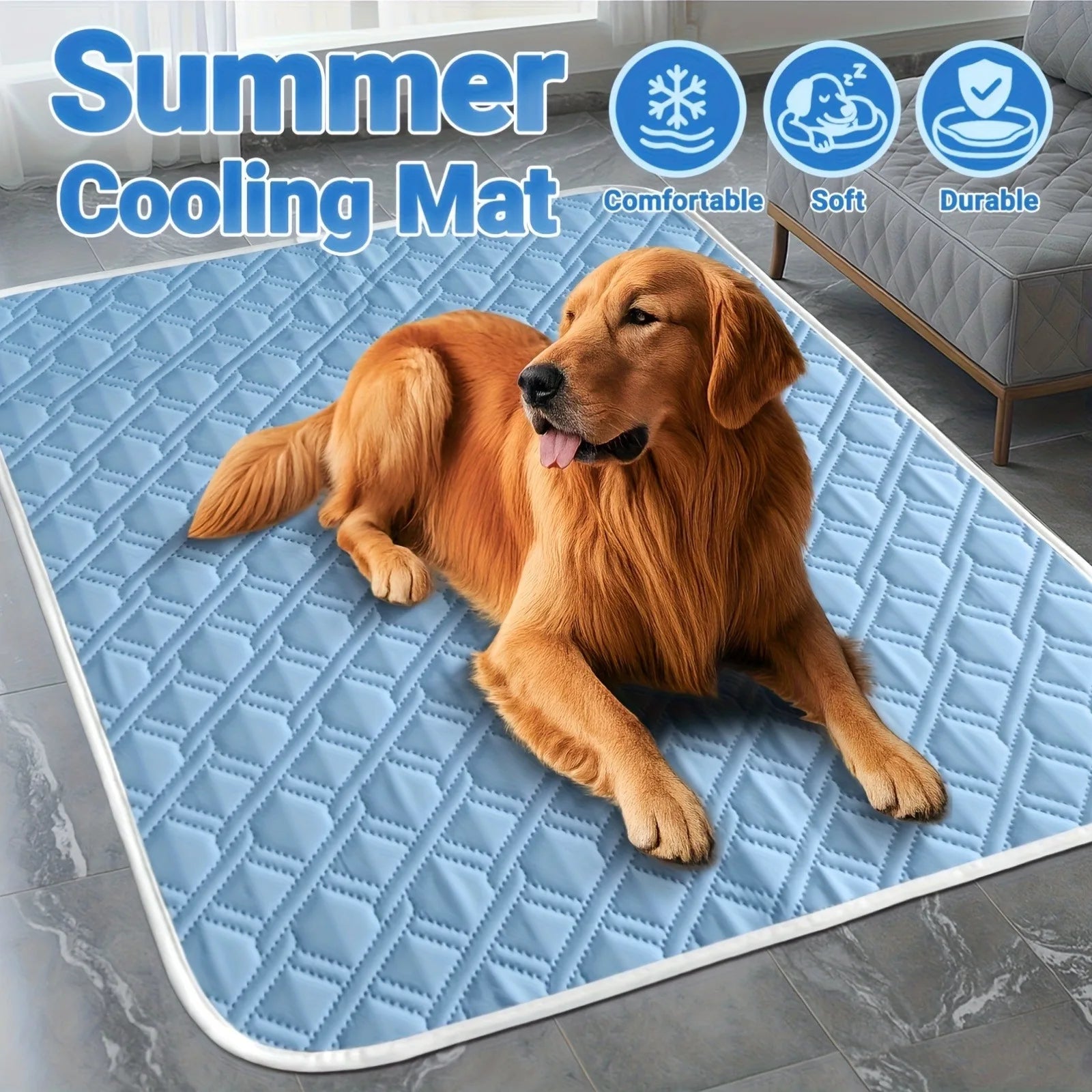 CoolPawza | Kühlmatte für Hunde & Katzen | Atmungsaktive Sommer-Liegematte | Waschbar & Tragbar