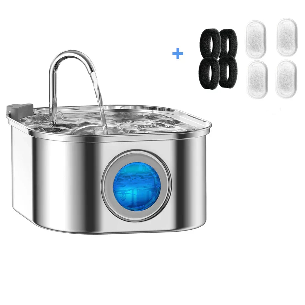 Felindra Cat Drinking Fountain made of Stainless Steel | Flowing Water for Better Hydration | Quiet & Hygienic | 2.5 L Capacity
