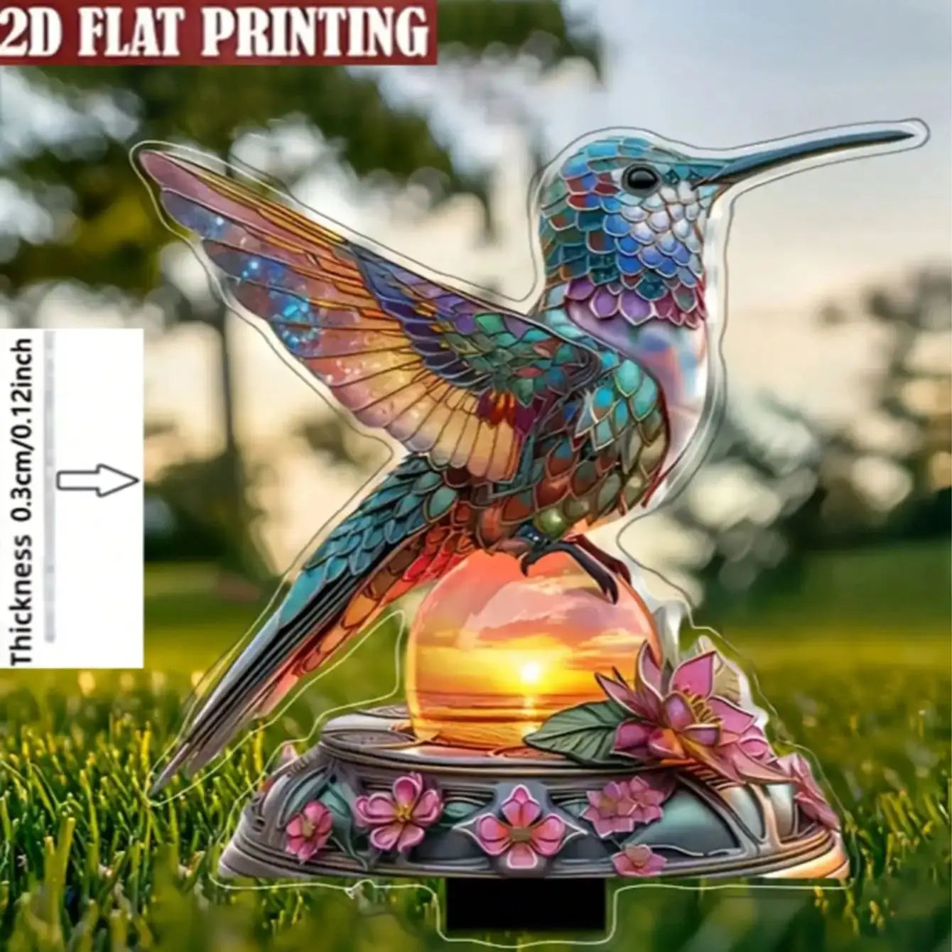 HummiGlow Kolibri Gartenstecker | Acryl | Lampe & Outdoor Deko | Hof & Rasen