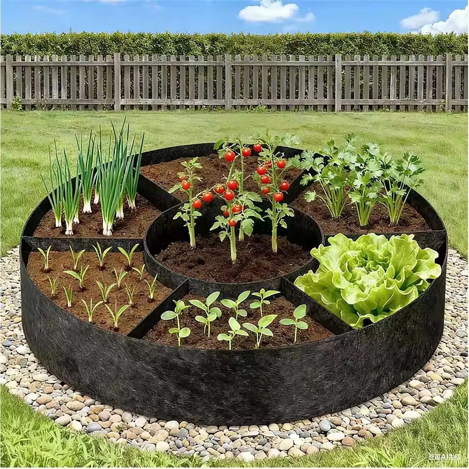 Plantovo | Pflanzsack mit 6+1 Pflanzfächern | Atmungsaktiver Vlies-Pflanzkübel für Gemüse, Kräuter und Blumen