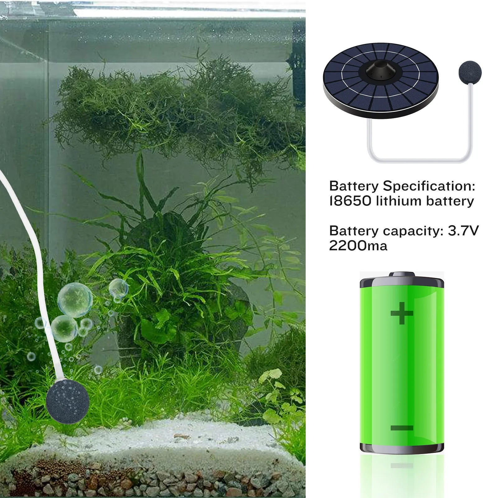 AquaSun Solar Sauerstoffpumpe Schwimmend | Aquarium & Teich | Hydroponik & Gartendekoration | 19 x 19 x 6 cm