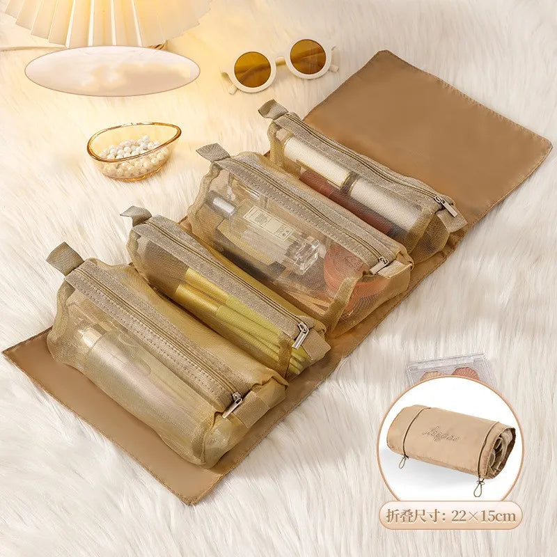 FlexiGlam Bag Abnehmbare Kosmetiktasche 4-in-1 | Große Kapazität & Tragbar | Faltbare Reise-Beauty-Aufbewahrung