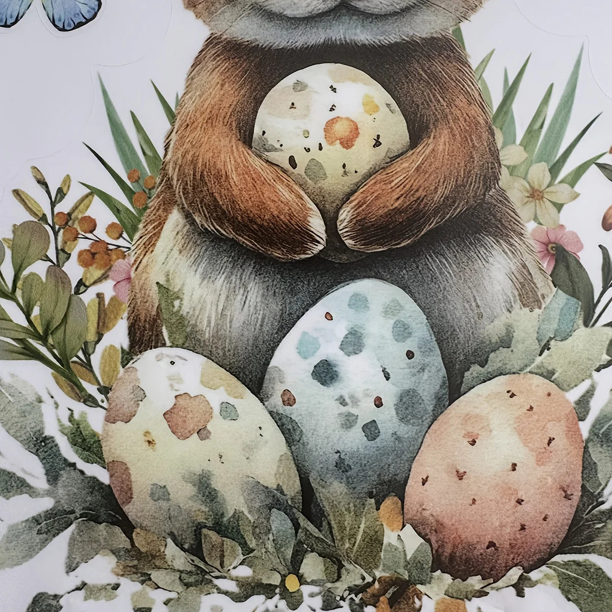FrühlingsGlanz Großer Oster-Fensteraufkleber | Hase, Küken, Ei & Schmetterling | Statische Glasfolie 60x30 cm