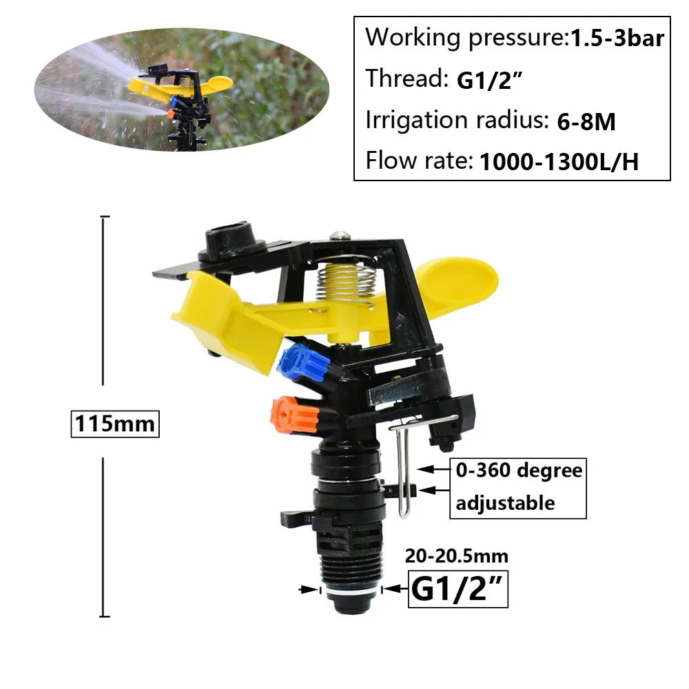 HydroSpin Rasensprenger 360° | 1/2" Außengewinde | 5–12 m Reichweite
