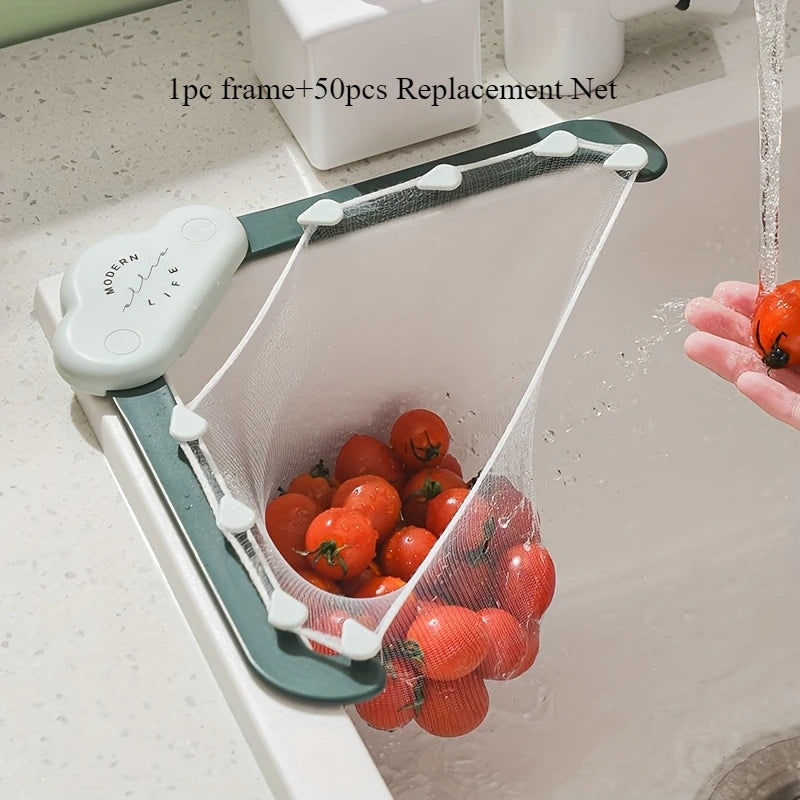CleanSink Pro 51-teiliges Küchenspülen-Siebset | Dreieckiges Abtropf- und Aufbewahrungskorb-Set | Anti-Food-Kontakt Filter & Mesh | Abfall-Organizer