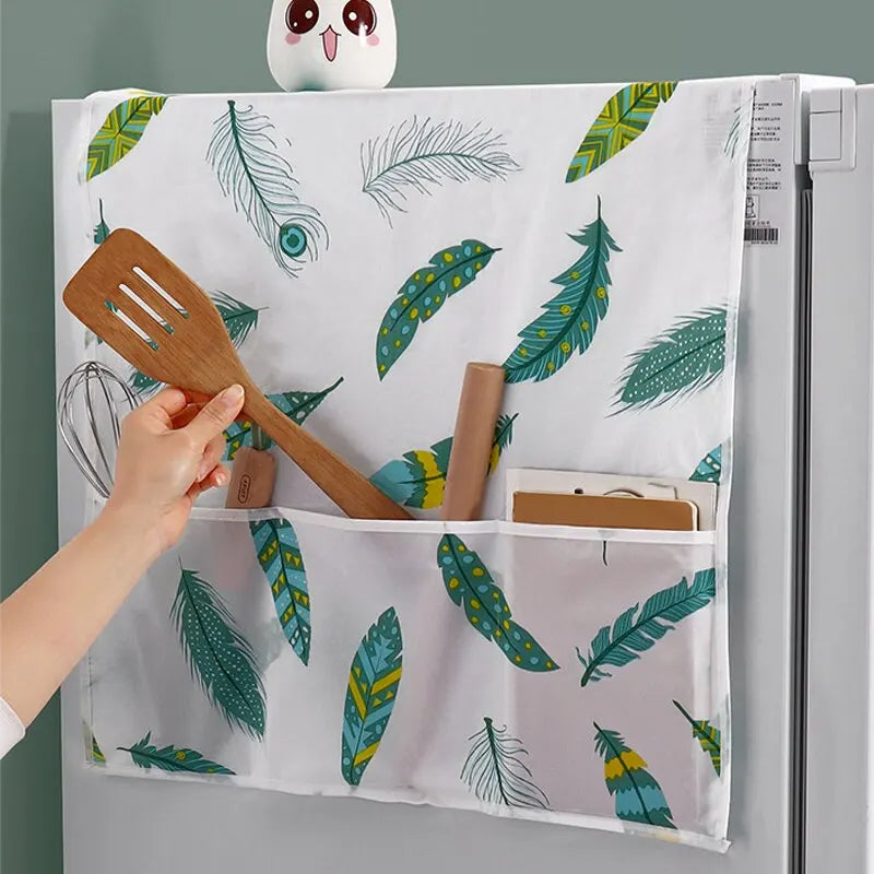 Homavera | Kühlschrank-Abdeckung mit Aufbewahrungstaschen | Staubschutz für Kühlschrank & Waschmaschine | 54 × 130 cm