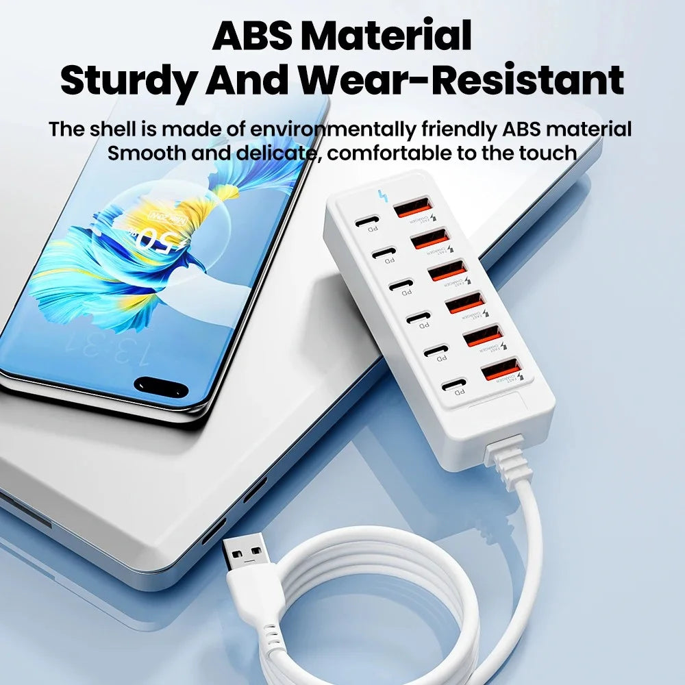 ChargeDock Pro 12-in-1 Steckdosenleiste | USB-C Schnelllade-Station | Multiport Desktop/Wand | USB Hub | Home & Office