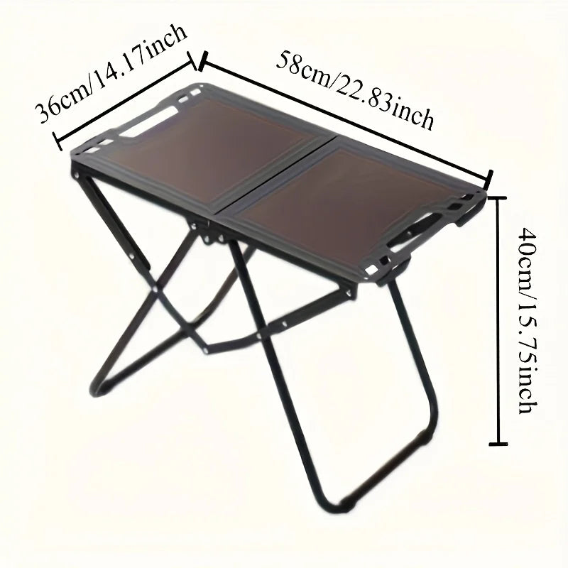 SteelFold Campingtisch Faltbar | Leicht & Stabil | Kohlenstoffstahl | Dreibein Design