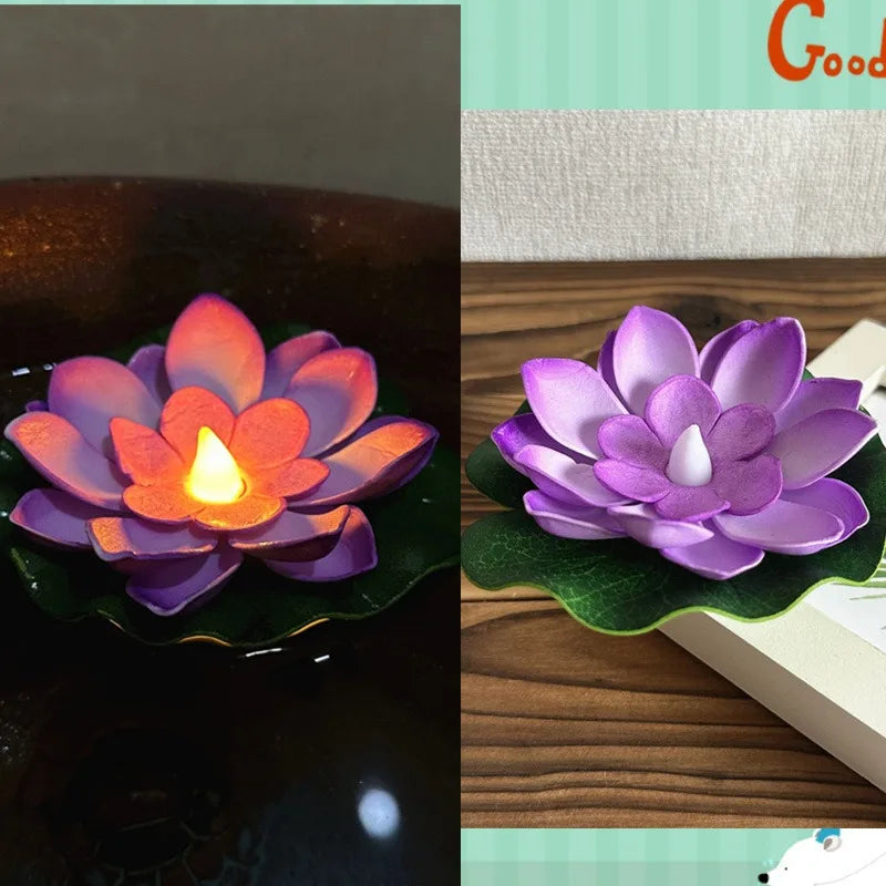 Floating Lotus Lamp LUMILYA | LED Water Sensor | Warm White Light | For Pond, Garden & Parties