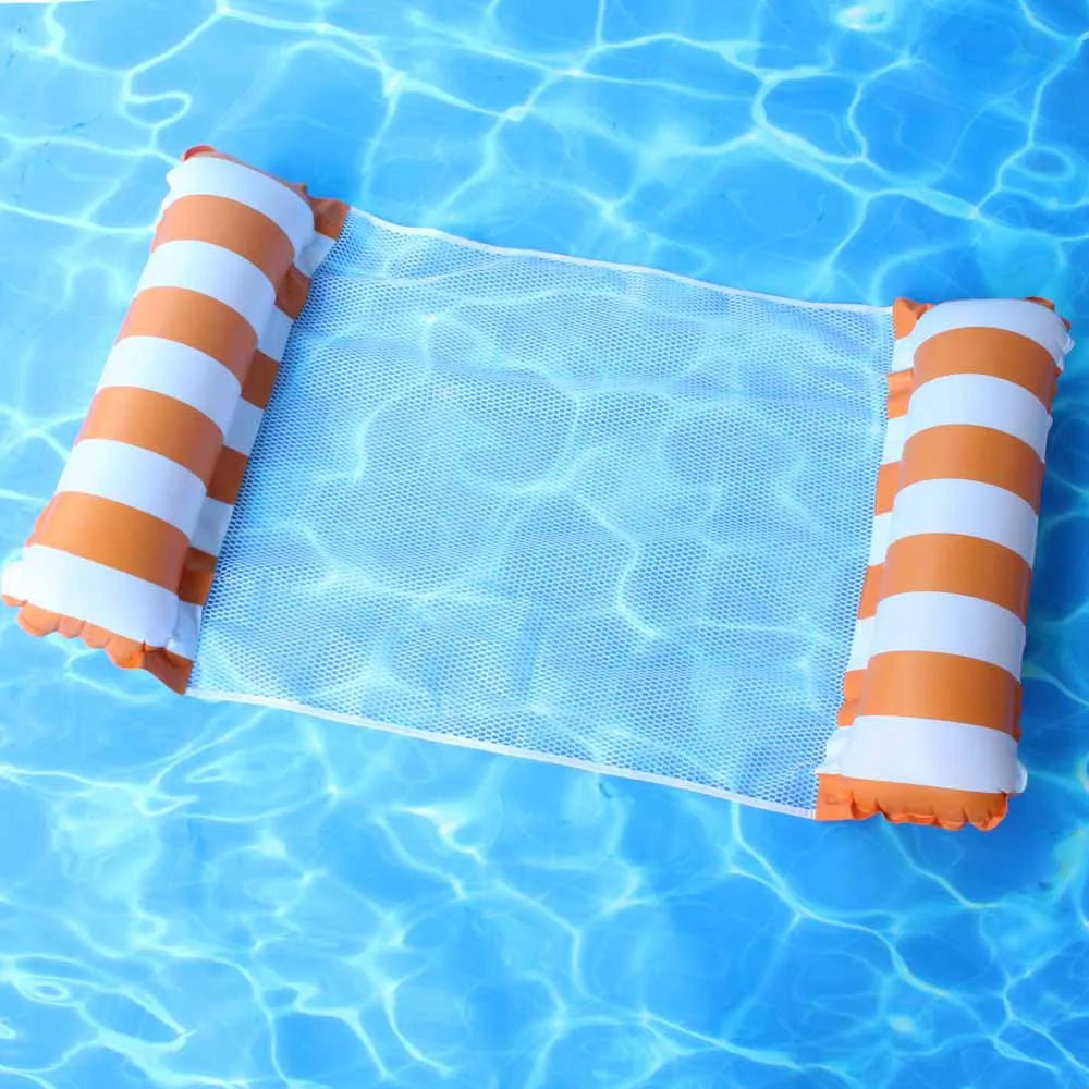 AQUAVIVA Inflatable Water Hammock | 130×70 cm | Foldable Pool Lounger with Backrest | Floating Bed for Pool, Beach & Vacation
