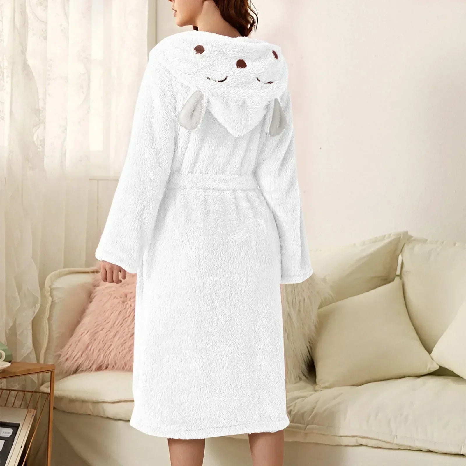 Flannel Bathrobe CuddleBunny | With Bunny Ears & Hood | Soft, Warm & Easy Care | For Cozy Hours at Home
