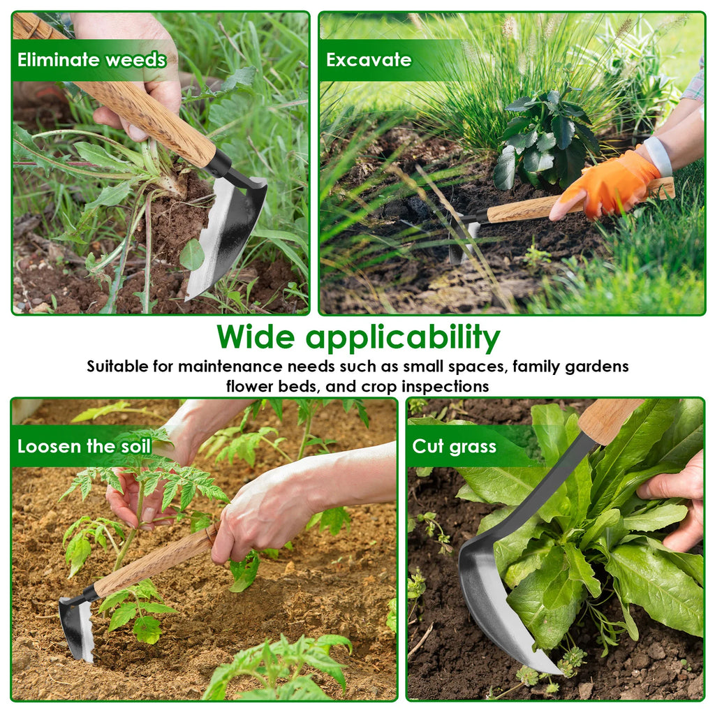 TerraSchnitt | 2-teiliges Unkrautsichel-Set aus Stahl | Hand-Sicheln für Präzise Unkrautentfernung, Garten- & Beetpflege