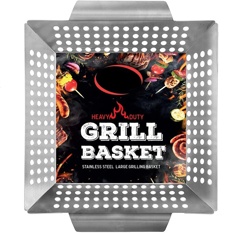 Grillion Grillkorb Edelstahl | Großes BBQ Grillgitter für Gemüse | Gleichmäßiges Garen