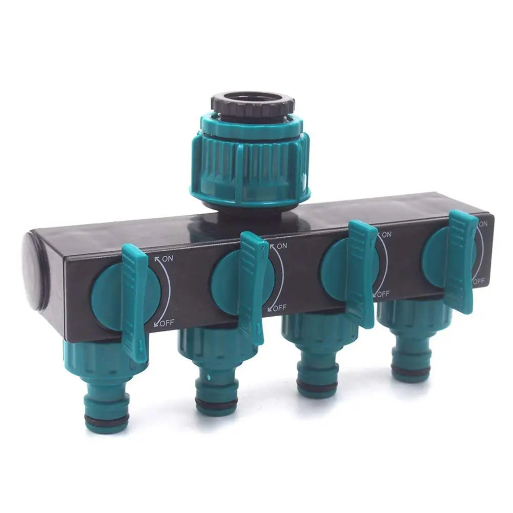 HydroFlex 4-Wege Wasserverteiler | 1" auf 3/4" & 1/2" Anschluss | Gartenbewässerung Verteiler | ABS Kunststoff