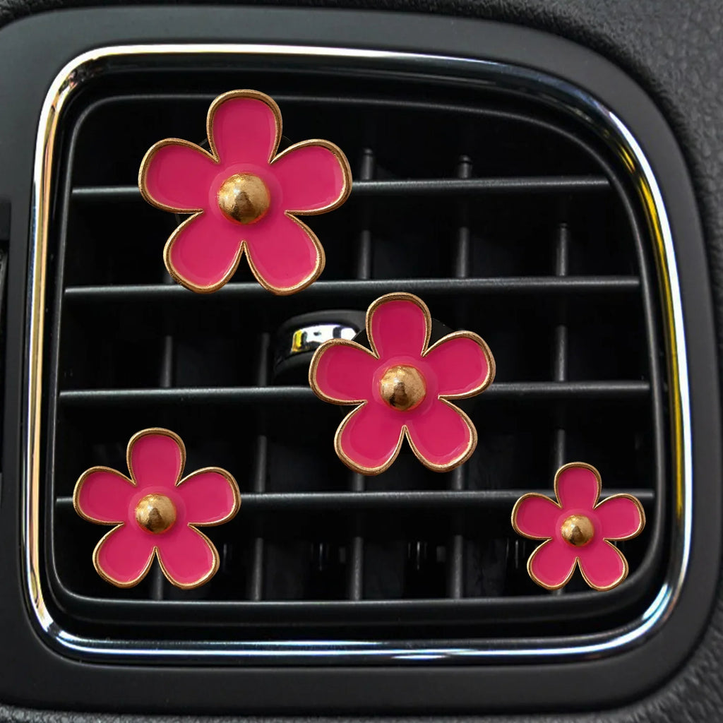 BloomDrive | Auto Duftclip Blumen Design | Aromatherapie Lüftungsclip Set | 4er-Pack