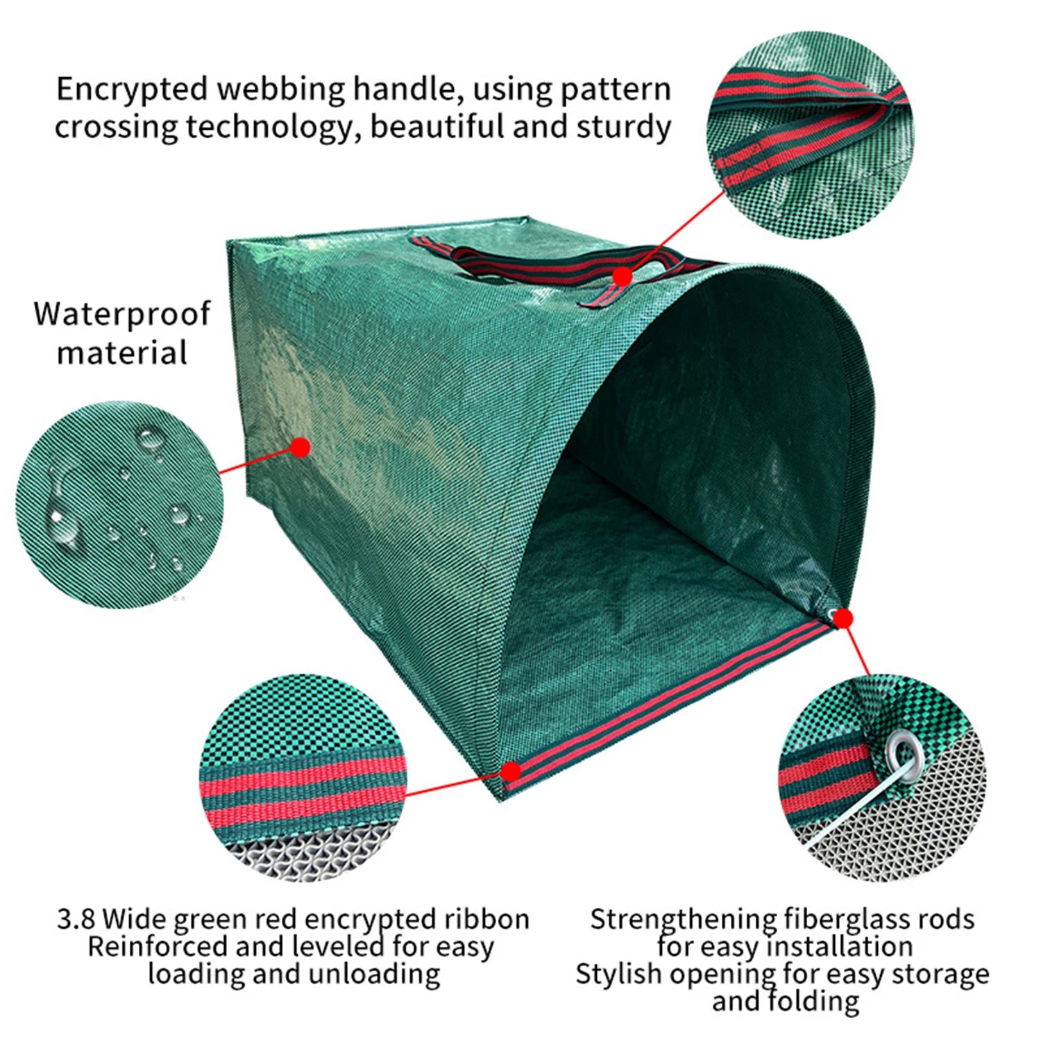 Verdevo | Gartenabfallsack mit Tragegriffen | Wiederverwendbarer Laubsack aus PP | 150 L / 200 L / 270 L