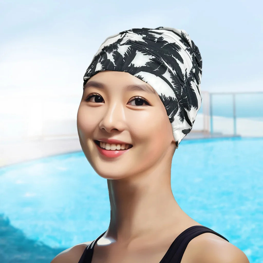 AquaLisse Damen Badehaube für lange Haare | Elastisch & Faltbar | Glattes Komfortdesign
