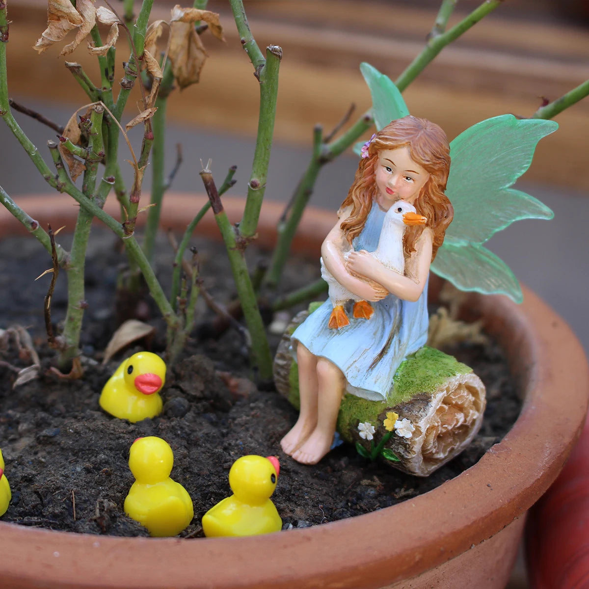 Fioralya Feen Gartenfigur Set | Blumentopf Deko | Resin | Märchenhafte Miniatur