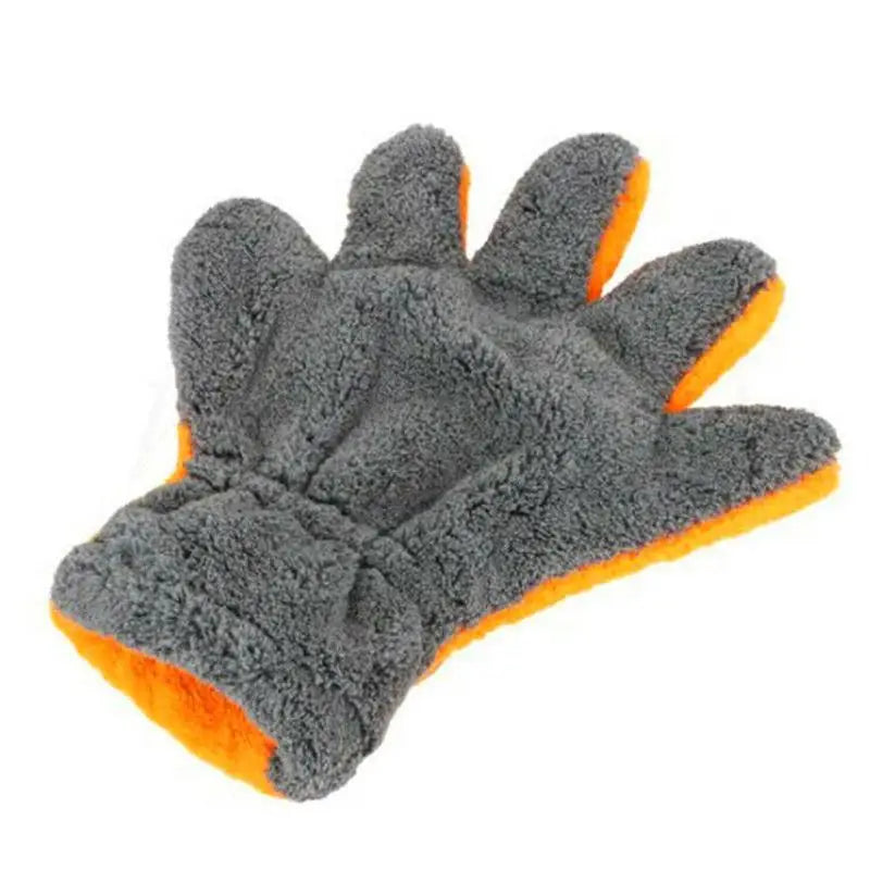 AutoGlanzor Auto Waschhandschuh | Doppelseitige Mikrofaser Reinigungshandschuhe | Kratzfreier 5-Finger Waschhandschuh