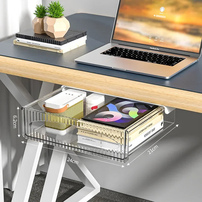Deskora Untertisch Schublade | Ausziehbar & Unsichtbar | Kunststoff Organizer