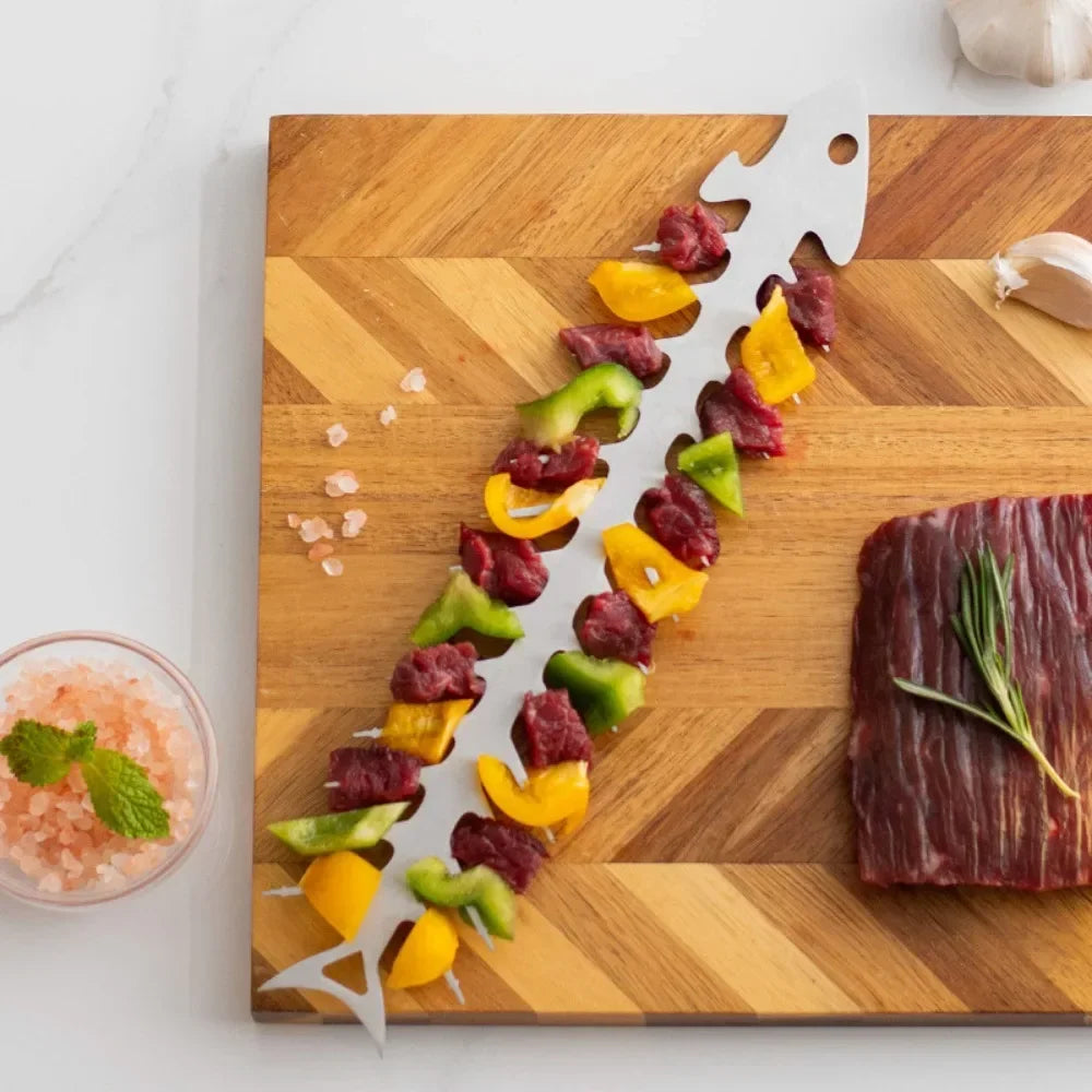 Emberix BBQ Spieße Set | Edelstahl Fischgräten-Design | 30 x 6 cm Grillspieße