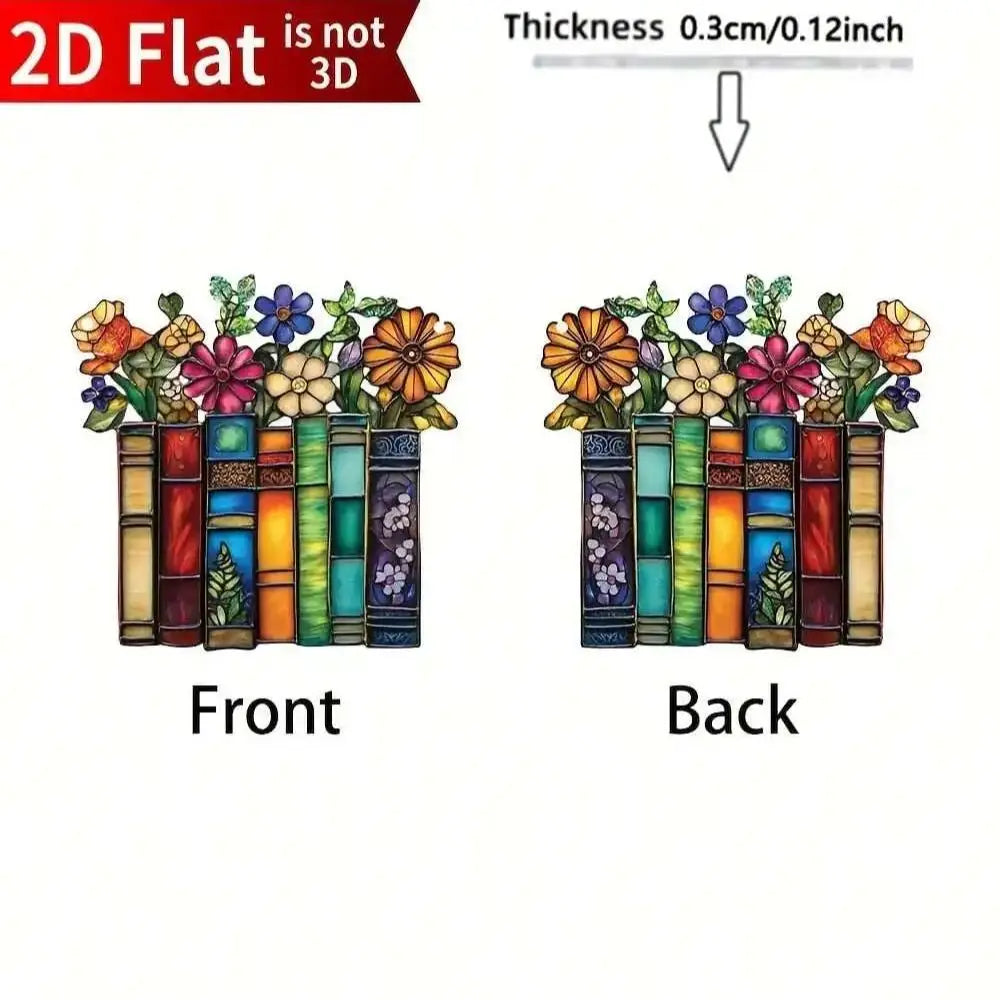 BookBloom Acryl Buch Blumen Anhänger | 2D Flat | Bibliotheksdeko | Lesezimmer