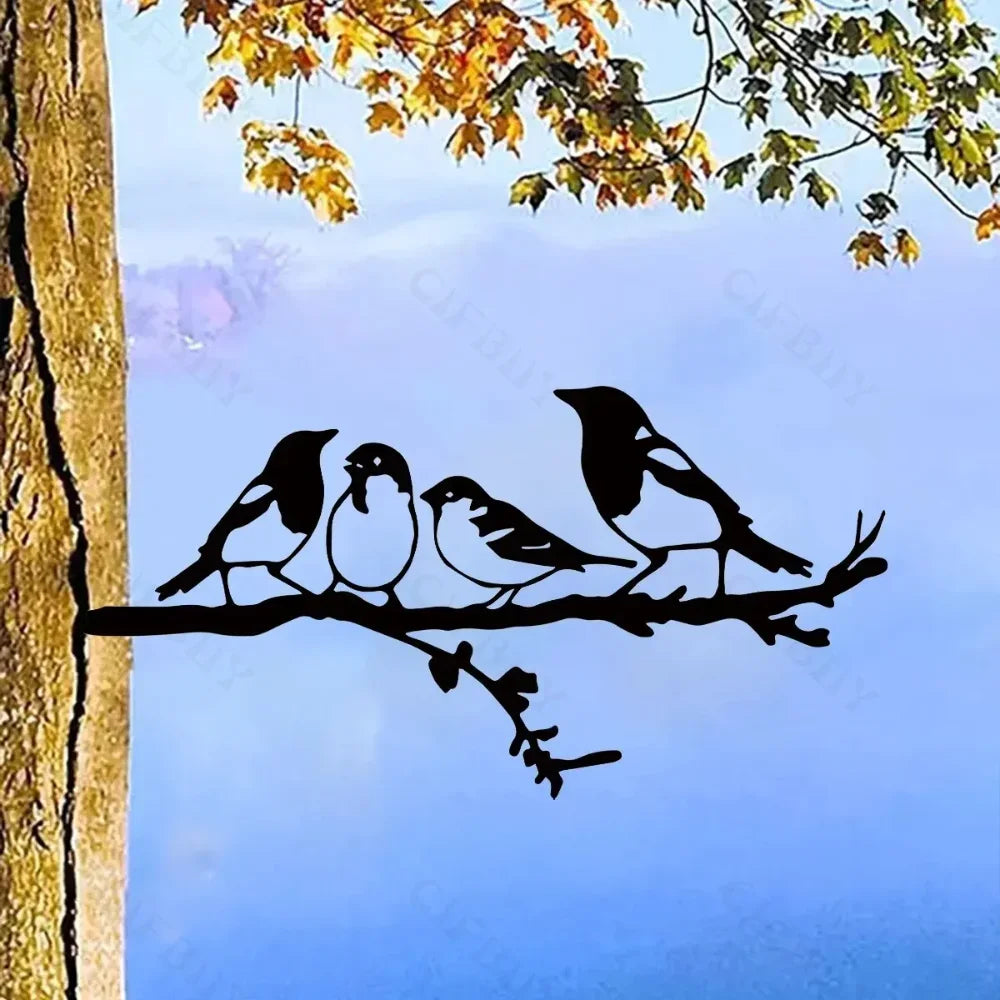 ArtVireo Metall-Vogelbaum & Gartenkunst | Silhouette Vögel/Drachen/Feen/Hunde | Außendekoration