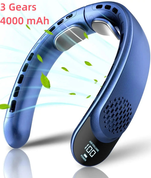 Aervyra Nackenventilator | 4-Turbo Luftstrom | 4000mAh Akku | Bladeless Tragbarer Ventilator mit LED-Display