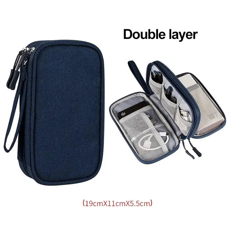 CableGuard Reise Kabel Organizer | Wasserdichte Aufbewahrungstasche | Doppel-Lagen Elektronik Zubehör Tasche