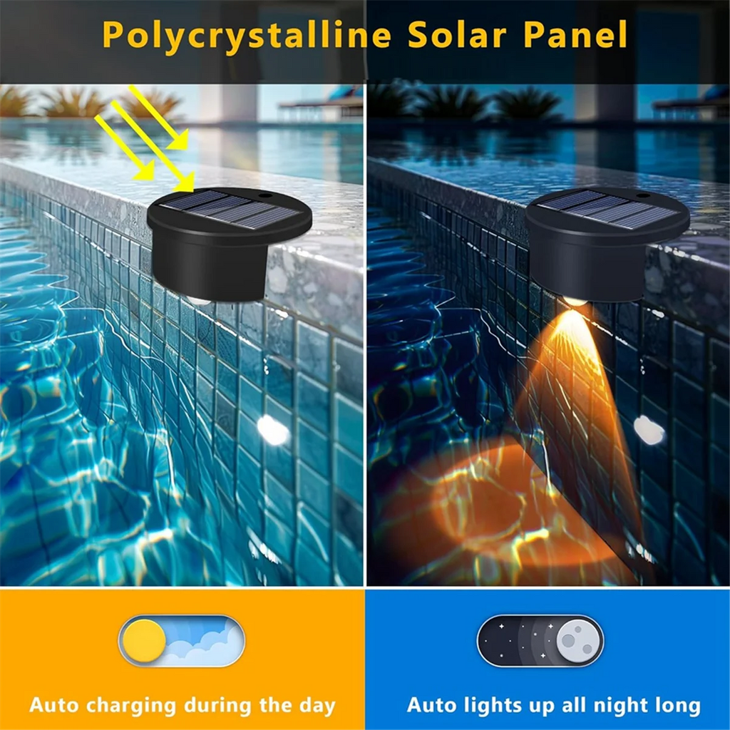 Aqualume Solar-Poolrandleuchten 4er-Set | Farbwechselnde LED | Wasserdicht & Kabellos | Pool- und Terrassenbeleuchtung