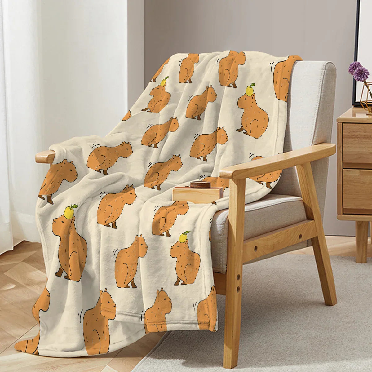 CapyLoom Cozy Blanket | Fluffy Capybara Cozy Blanket | Soft Flannel Fleece Throw | Sofa & Bed Cover in 3 Sizes