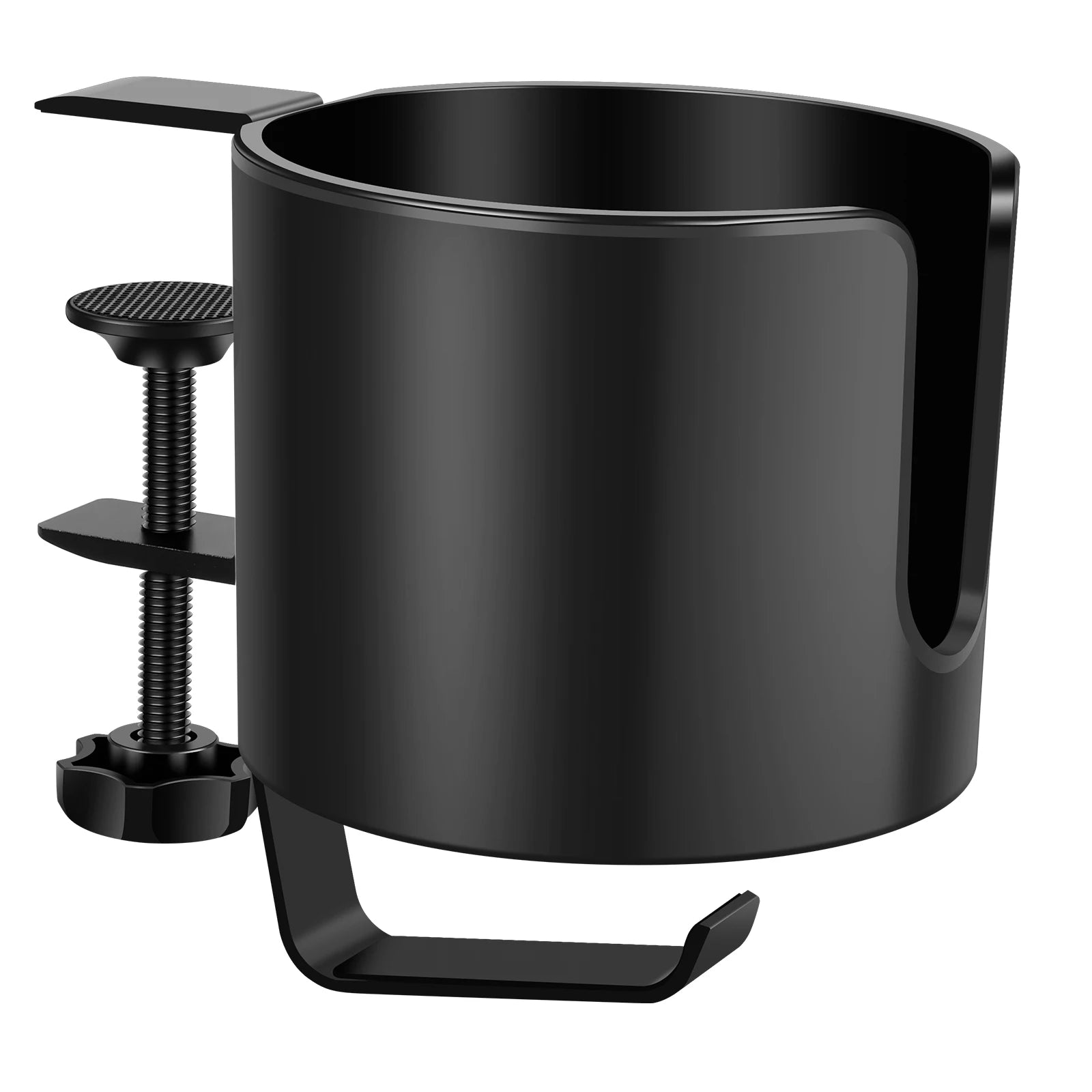 Deskora 2-in-1 Tisch Getränkehalter mit Kopfhörerhalter | Verstellbare Klemme | Ø 10 cm